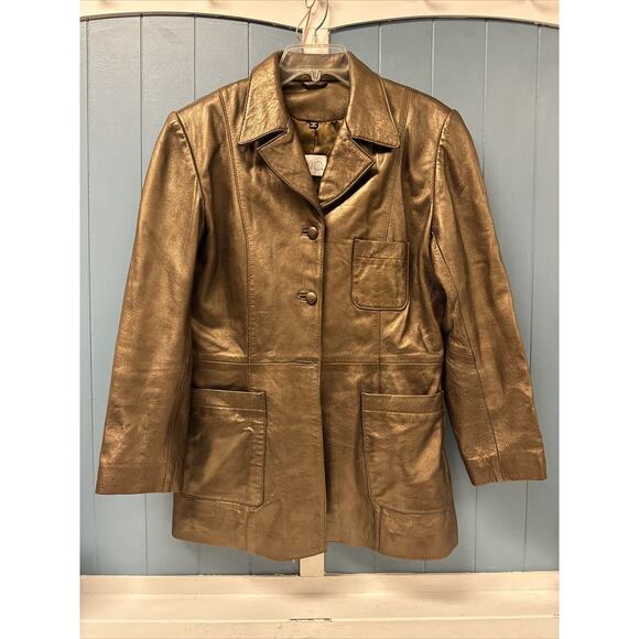 Vakko Jacket Size Large‎ Leather Women's Brown Blazer Style Jacket - Picture 2 of 7